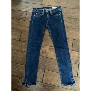 RAG & BONE Stevie Ankle Tie Capri Jeans dark wash PAZ skinny‎ stretch bow 26